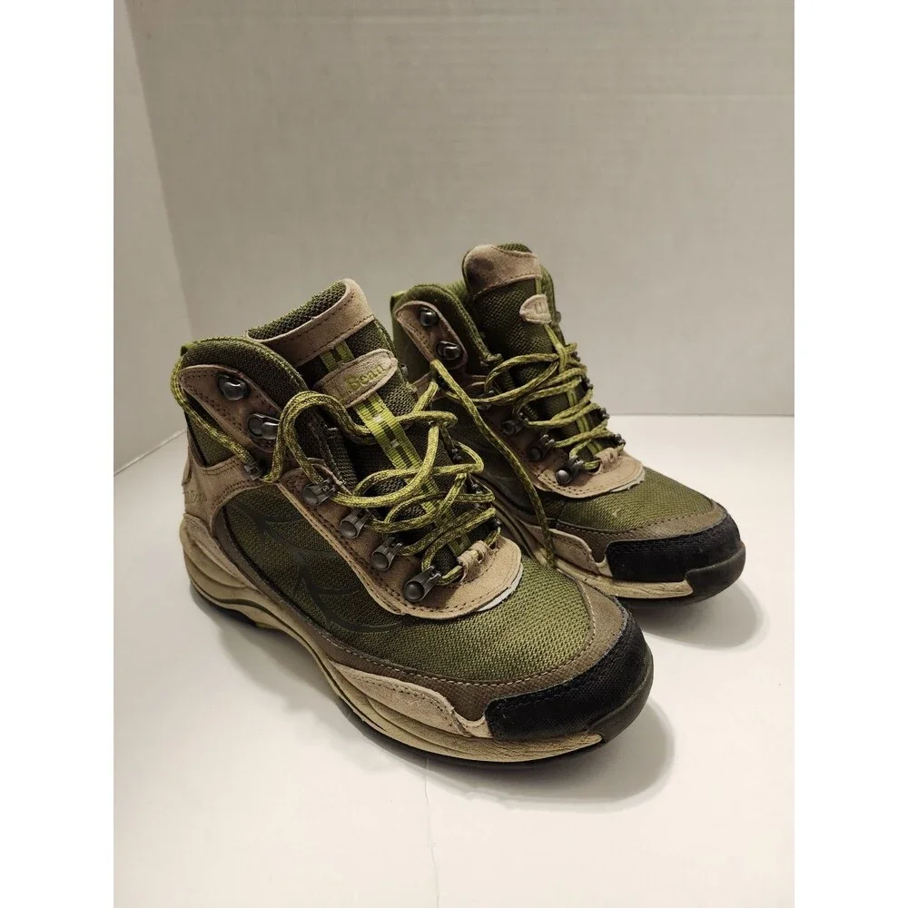 LL Bean Women's Green Mesh Lace Up Waterproof High Top Hiking Boots Size 7 M